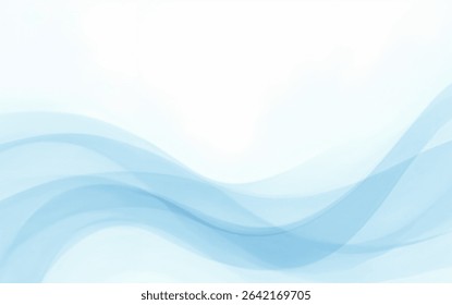
The image features translucent, flowing blue wave shapes against a clean white background, creating a light and airy abstract design.