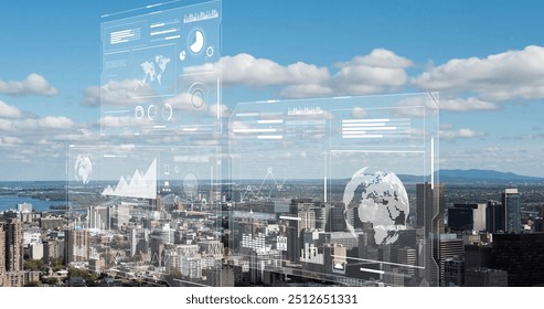 Image of financial data processing over cityscape. Global finance, business, connections, computing and data processing concept digitally generated image.
