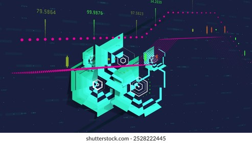 Image of financial data processing and statistics. Global business, finances, computing and data processing concept digitally generated image.