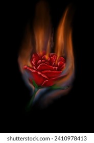image fire red roses