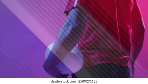 Image of flag of france over african american male rugby player with ball. Sports, competition and active lifestyle concept digitally generated image. - Powered by Shutterstock