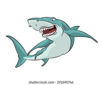 Vector Image Funny Cartoon Smiling Shark Stock Vector (Royalty Free ...