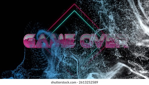 Image of game over text over glowing moving wave and geometrical shapes. image game, entertainment and digital interface concept digitally generated image. - Powered by Shutterstock - Get 15% off with code: PIKWIZARD15