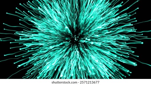 Image of green fireworks exploding on black background. new year's eve party and celebration concept digitally generated image.