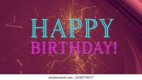 Image of happy birthday text over shapes. Retro future and digital interface concept digitally generated image. - Powered by Shutterstock