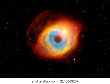 The image of Helix Nebula or NGC 7293. Helix nebula has sometimes been referred to as the "Eye of God" in pop culture. Image courtesy of ESA-Hubble.