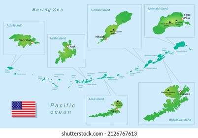 Image Illustration Aleutian Islands Map