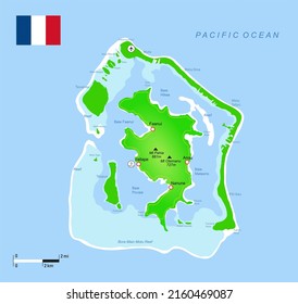 Image Illustration Bora Bora Island Map