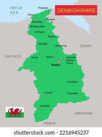 Image Illustration Denbighshire Map In Wales