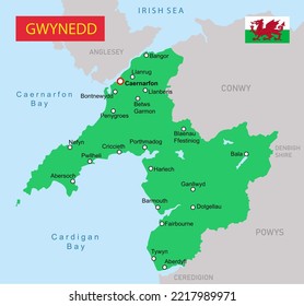 Image Illustration Gwynedd Map In Wales