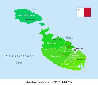 Image Illustration Malta Regions Map Stock Illustration 2120144729 ...