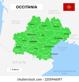 Image Illustration Map Of Occitania In France