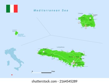 Image Illustration Pelagie Islands (Italy) Map