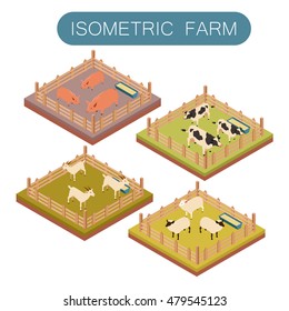  Image Of An Isometric Farm Animals Set