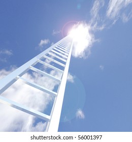 Image Of A Ladder Reaching Up To The Sky.