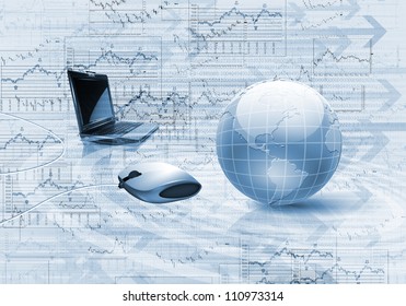 Image of light blue planet Earth against technology background