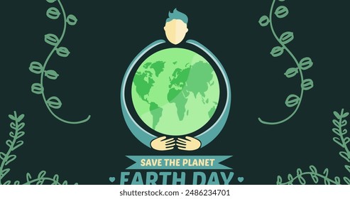 Image of man holding globe and plants on black background. environment, sustainability, ecology, renewable energy, global warming and climate change awareness. - Powered by Shutterstock