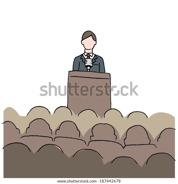 An image of a man\
making a public\
speech.
