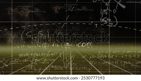 Image of mathematical equations over burning document. Global medicine and technology concept digitally generated image.