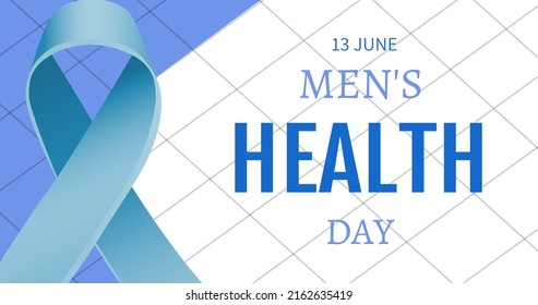 Image Of Mens Health Week Text Over Blue Ribbon. Mens Health Week Concept Digitally Generated Image.