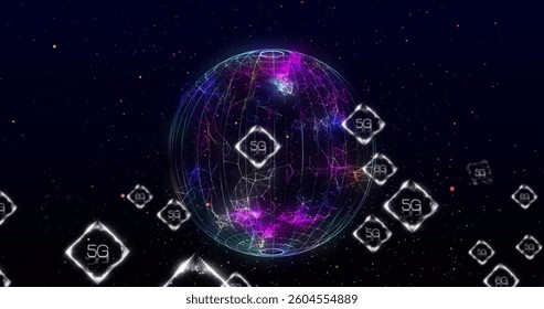 Image of network of connections with 6g text over globe. global social media, connections and digital interface concept digitally generated image.