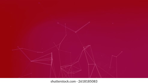 Image of network of connections over red background. global business and digital interface concept digitally generated image.