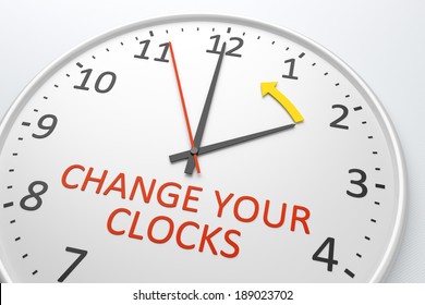 An image of a nice clock with text change your clocks - Powered by Shutterstock