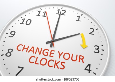 An image of a nice clock with text change your clocks - Powered by Shutterstock