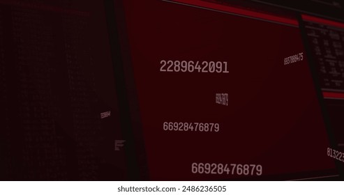 Image of numbers changing and data processing on computer screens. digital interface, global technology and connection concept digitally generated image.