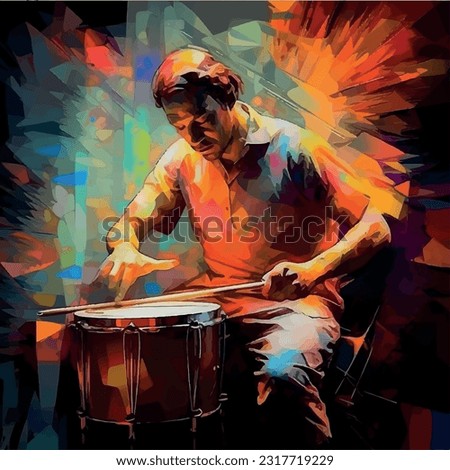image oil painting of a drummer