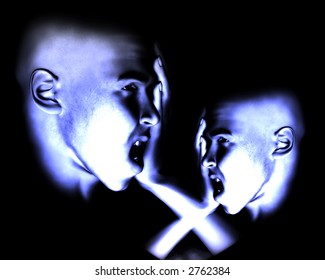 A image of a pair of men in terrible expressive sorrow. Or they could have a headpain.