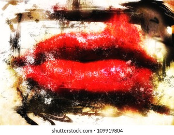  image from people background texture series (lips with a grunge look and background)