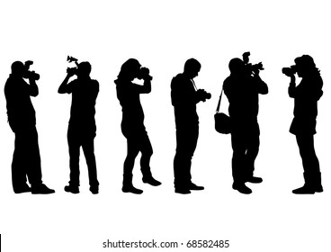 image of people with cameras on a white background - Powered by Shutterstock