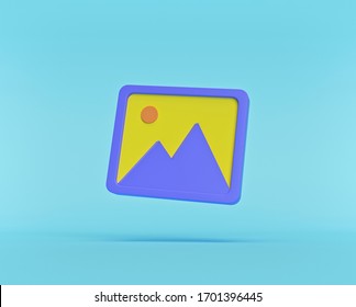 Image Or Photo Gallery Icon Symbol. Minimal Style. 3d Rendering