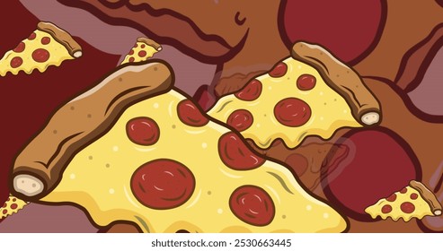 Image of pizza icons over over red background. celebration and digital interface concept digitally generated image. - Powered by Shutterstock