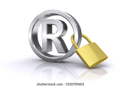 Image to prevent trademark infringement of registered trademarks,Registered trademark mark and key,3D illustration