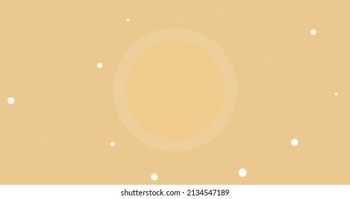 Image of pulsating circle on yellow background with white dots. colour and movement concept digitally generated image.