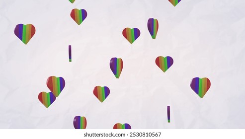 Image of rainbow hearts over white background. Pride month, lgbt, equality and human rights concept digitally generated image. - Powered by Shutterstock