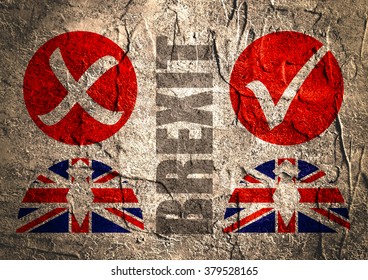 Image relative to politic situation between great britain and european union. Politic process named as brexit. Concrete textured