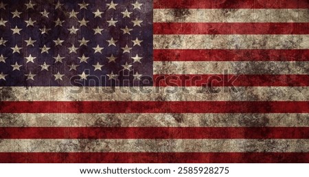 Image of repeating grunge textures over american flag. vintage, history, america, patriotism, retro and nationality, digitally generated image.