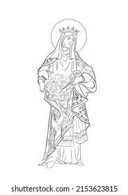 image of Saint Elizabeth of Hungary.  iconography.  graphics black and white