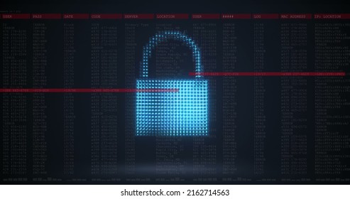 Image of security padlock over data processing on dark background. global communication and data security concept digitally generated image.