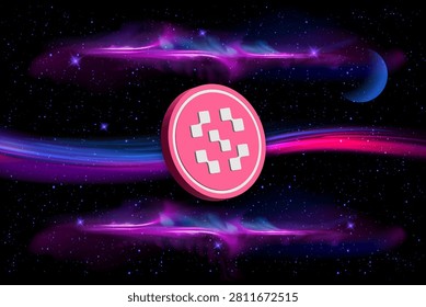 Image of sentient-sent virtual currency on a digital background. 3d illustration.