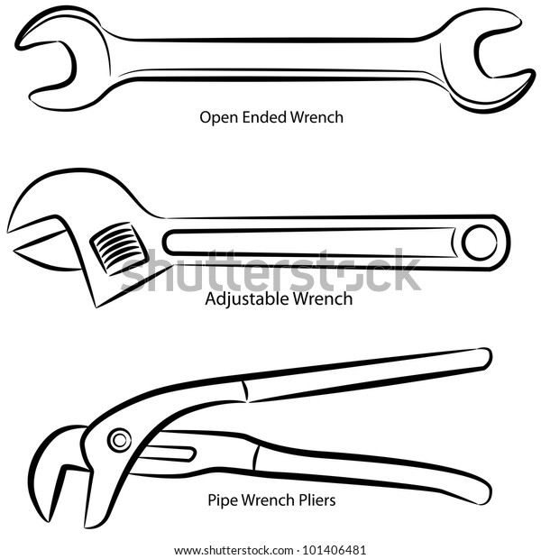 Image Set Different Types Wrenches Stock Illustration 101406481 ...