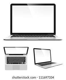 Image Set Of Modern Laptop In Different Angles