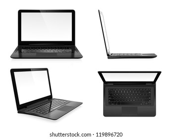 Image Set Of Modern Laptop In Different Angles