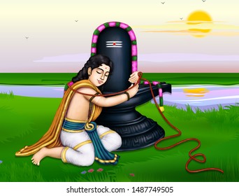 shiva linga images stock photos vectors shutterstock https www shutterstock com image illustration image shiva devotee markandeya embracing lingam 1487749505