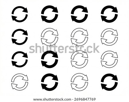 The image shows a set of looping arrows in different styles.