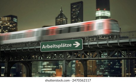 Image shows a signpost and a sign pointing towards jobs in German. - Powered by Shutterstock