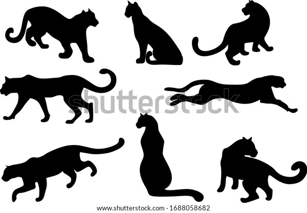 Image Silhouettes Different Poses Feline Stock Illustration 1688058682 ...